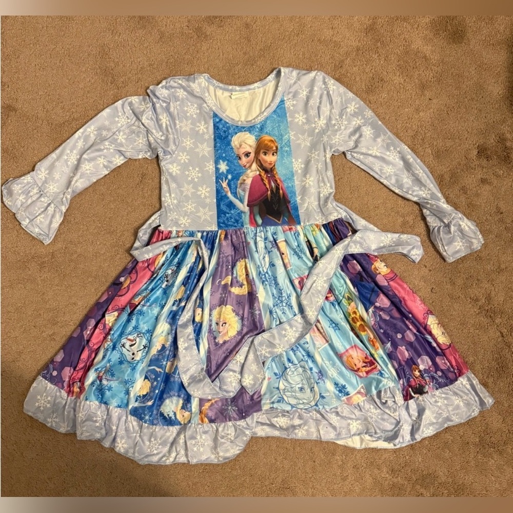 Frozen Themed Kids Dress - Blue and Purple